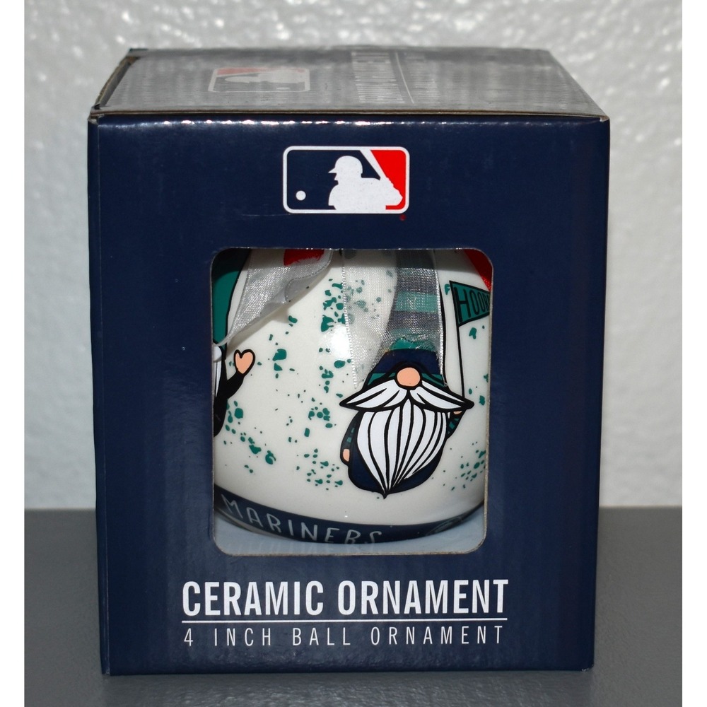MLB Seattle Mariners Ball Ornament Unisex‎ 4 Inch White New Gnome Fan Ceramic